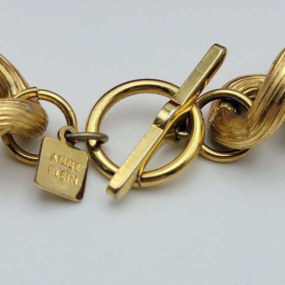 Vintage Anne Klein Necklace Gold Tone Curb Link Chain 24 Inch Toggle Clasp - Picture 5 of 8